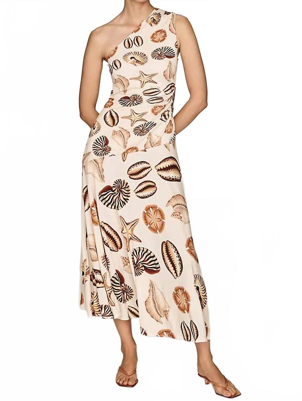 NEW FARM RIO one shoulder maxi dress in marine shells sand